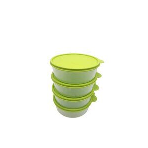 Tupperware 4-Piece Set 700ml Round Containers With Green Lids